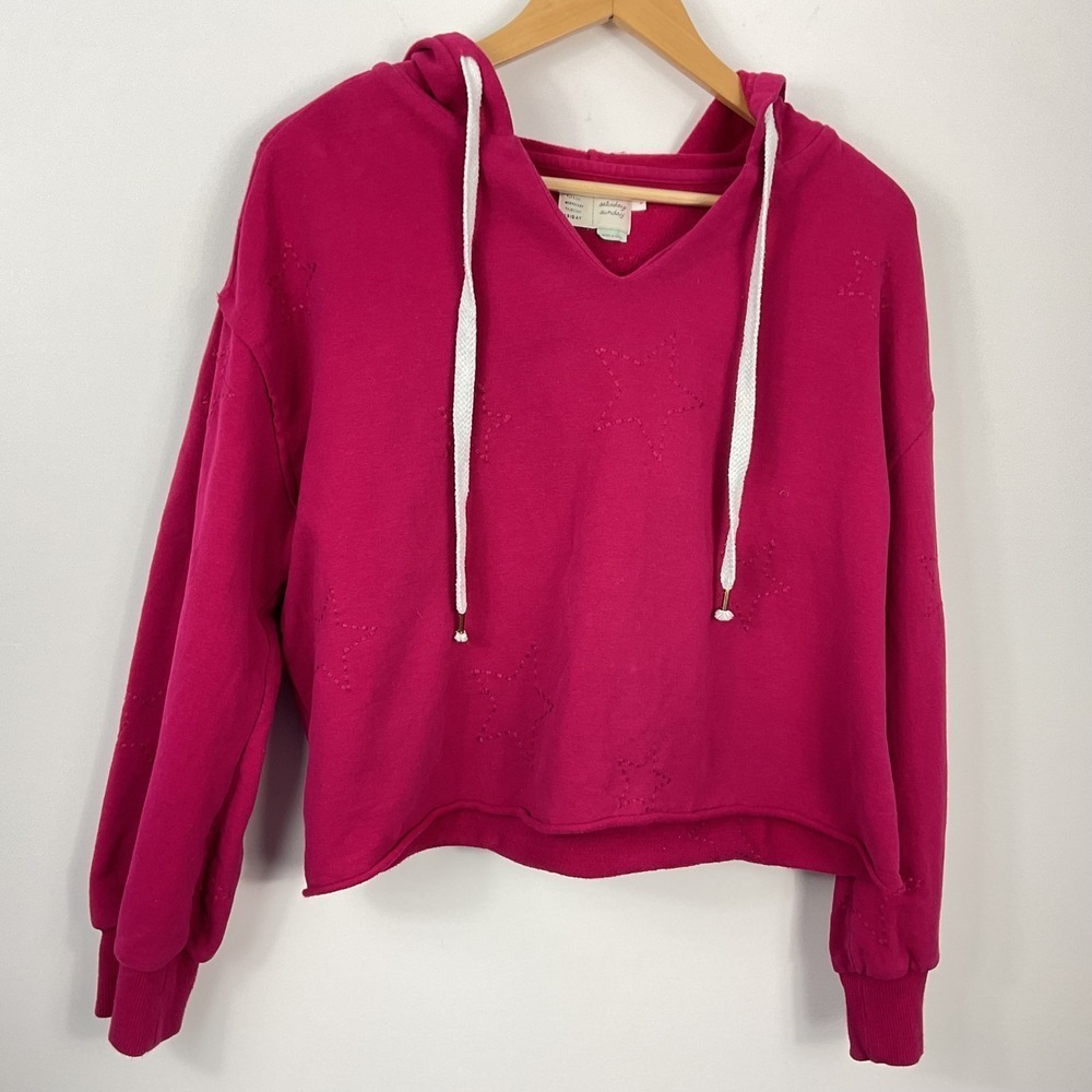 Anthropologie Saturday Sunday Embroidered Starry Cropped Hoodie Women's Size S